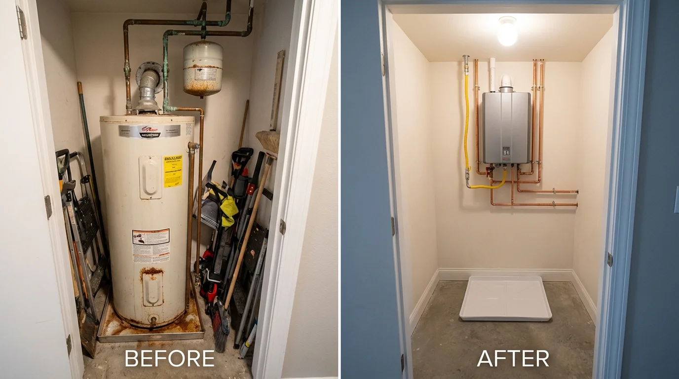 Tank water heater versus wall-mounted tankless unit comparison for Glennville, GA homeowners